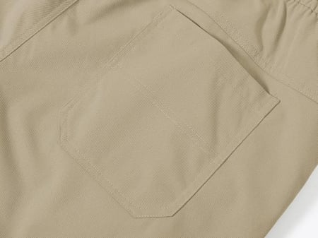 Pantaloni crem scurți bărbați tip Cargo, 6 buzunare, talie elastică cu șnur, 2XL [5]