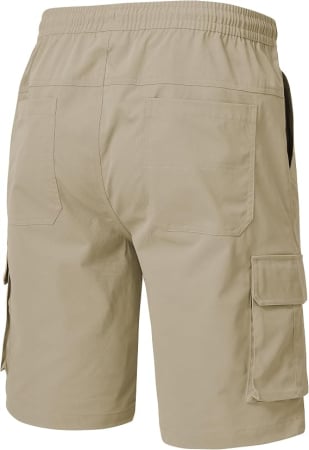 Pantaloni crem scurți bărbați tip Cargo, 6 buzunare, talie elastică cu șnur, 2XL [1]
