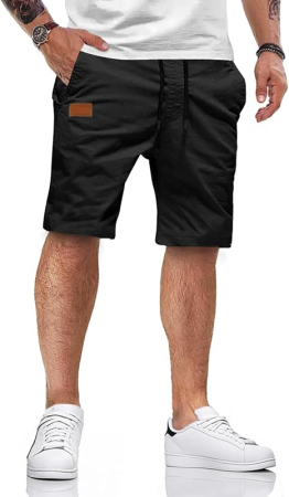 PANTALONI - Pantaloni scurti negri cargo pentru barbatii, usori, respirabili, L