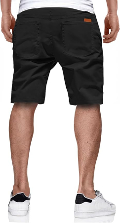 Pantaloni scurti negri cargo pentru barbatii, usori, respirabili, L [1]