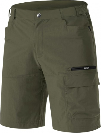 PANTALONI BARBATI - Pantaloni scurti cu uscare rapidă, elastici, funcționali, impermeabili, cu centură elastică, verde 38