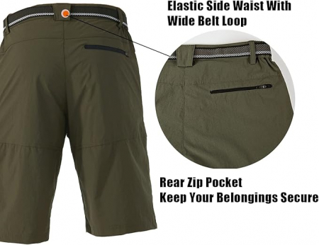 Pantaloni scurti cu uscare rapidă, elastici, funcționali, impermeabili, cu centură elastică, verde 32 [6]