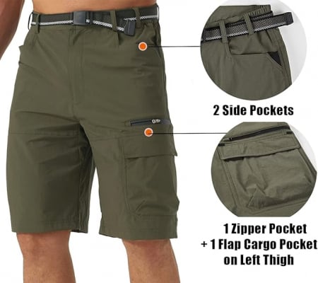 Pantaloni scurti cu uscare rapidă, elastici, funcționali, impermeabili, cu centură elastică, verde 34 [5]