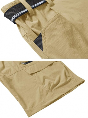 Pantaloni scurti cu uscare rapidă, elastici, funcționali, impermeabili, cu centură elastică, kaki 34 [2]