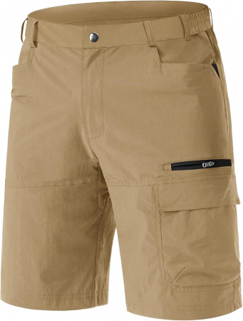 PANTALONI BARBATI - Pantaloni scurti cu uscare rapidă, elastici, funcționali, impermeabili, cu centură elastică, kaki 34