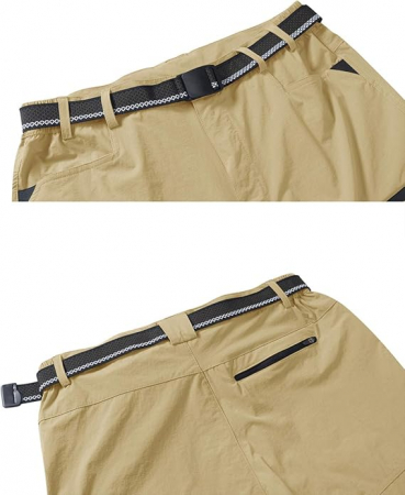 Pantaloni scurti cu uscare rapidă, elastici, funcționali, impermeabili, cu centură elastică, kaki 34 [1]