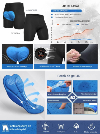 Pantaloni de ciclism MTB pentru bărbați, căptușiți și cu uscare rapidă, gri închis, S [3]