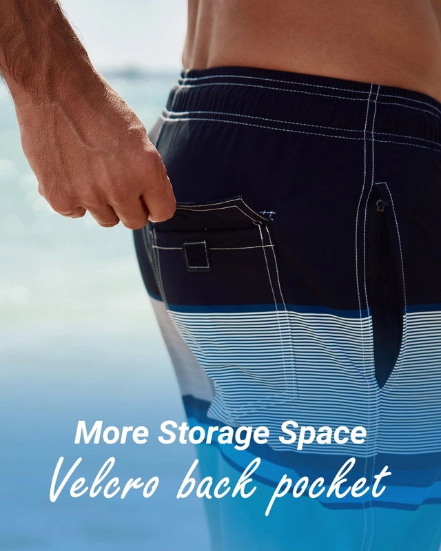 Pantaloni scurti de inot pentru barbatii, cu dublura, albastri degrade 2XL [4]