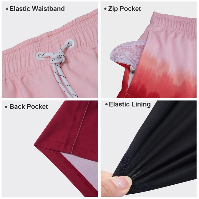 Pantaloni scurti de inot pentru barbatii, cu dublura, rosii S [4]