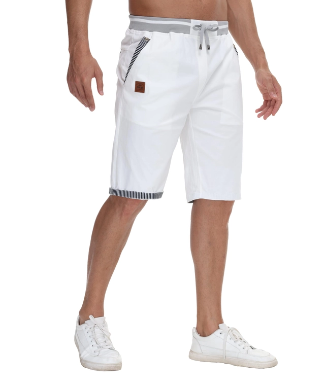 PANTALONI - Pantaloni scurti de vară pentru bărbați, din twill cu mai multe buzunare alb XL