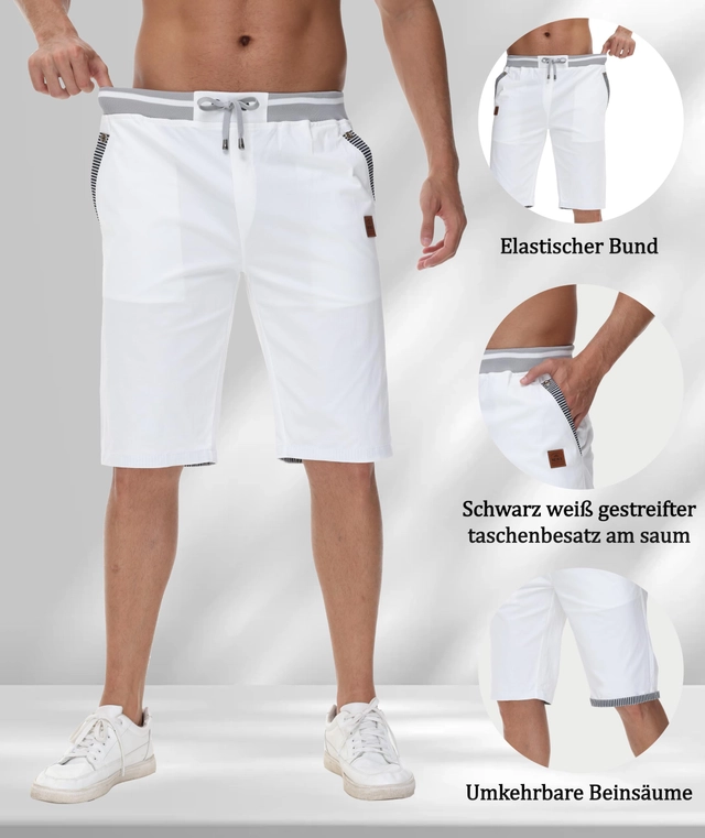 Pantaloni scurti de vară pentru bărbați, din twill cu mai multe buzunare alb XL [4]