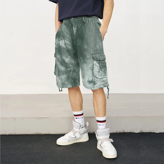 Pantaloni scurti de vară pentru bărbați, din twill cu mai multe buzunare verde L, 36 [4]