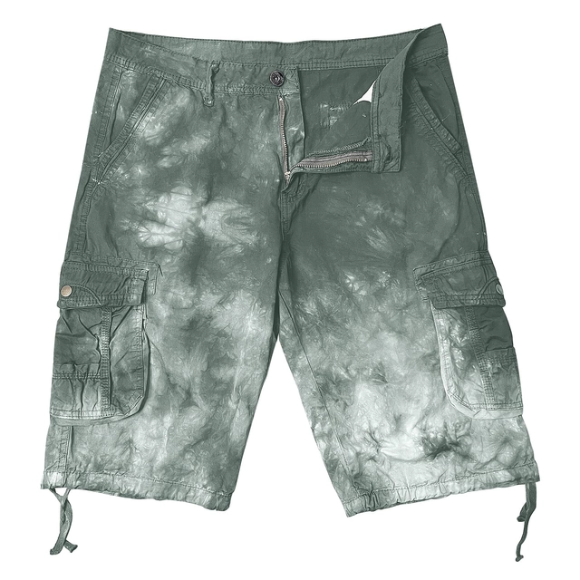 PANTALONI BARBATI - Pantaloni scurti de vară pentru bărbați, din twill cu mai multe buzunare verde L, 36