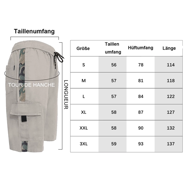 Pantaloni scurti de vară pentru bărbați, din twill cu mai multe buzunare crem XL [4]