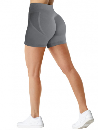 Pantaloni sport dama - Pantaloni scurti, elastici, cu talie inalta pentru sport femei, marimea XL Gri inchis