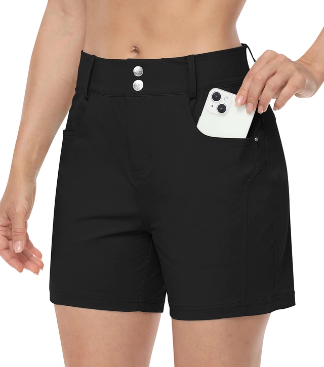 Pantaloni dama - Pantaloni scurti respirabili pentru femei, cu 3 buzunare, negri 34