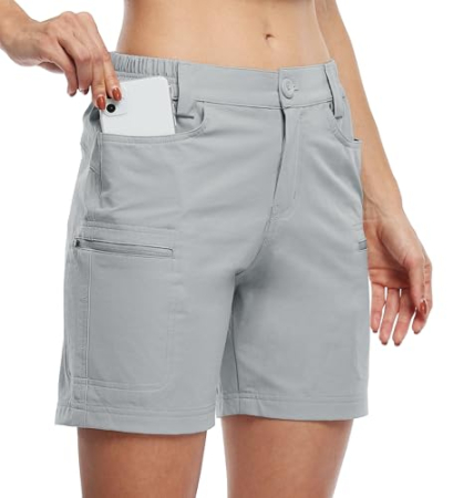 Pantaloni dama - Pantaloni scurti respirabili pentru femei, cu 3 buzunare, gri XXL
