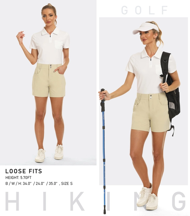 Pantaloni scurti respirabili pentru femei, cu 3 buzunare, crem 28 [4]