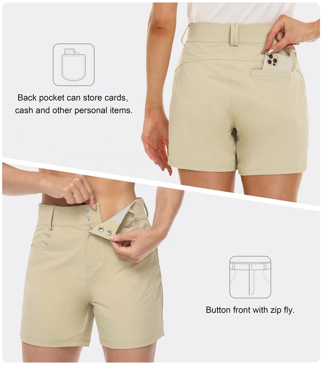 Pantaloni scurti respirabili pentru femei, cu 3 buzunare, crem 28 [3]