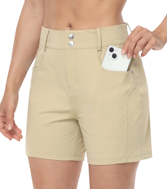 PANTALONI - Pantaloni scurti respirabili pentru femei, cu 3 buzunare, crem 38