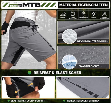 Pantaloni scurti sport pentru barbatii, usori, 5 buzunare, gri L [3]