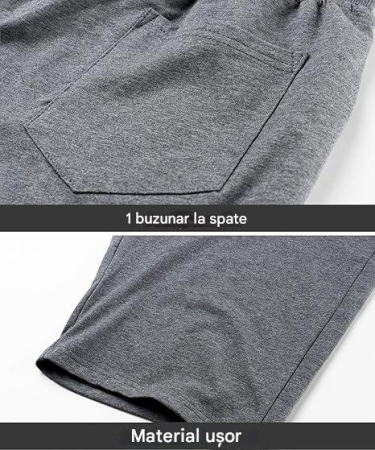 Pantaloni gri scurti sport pentru barbatii, usori, respirabili, cu buzunare si snur M [3]