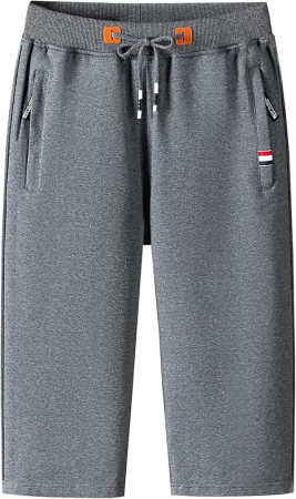 PANTALONI - Pantaloni gri scurti sport pentru barbatii, usori, respirabili, cu buzunare si snur M