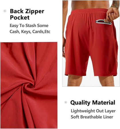 Pantaloni scurti sport pentru barbatii, usori, respirabili, rosii L [5]