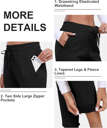 Pantaloni sport lungi respirabili pentru femei, negru 2XL [3]