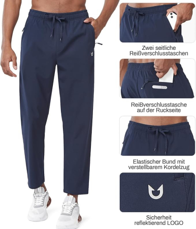 Pantaloni sport termici de alergare pentru barbati, albastri, L [3]