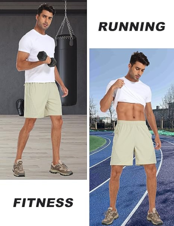 Pantaloni sport respirabili pentru barbati, crem XL [4]