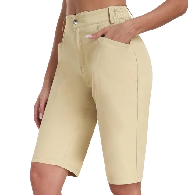 Pantaloni dama - Pantaloni sport respirabili pentru femei, cu 4 buzunare, kaki XL