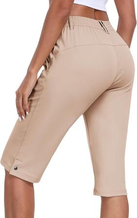 Pantaloni sport respirabili pentru femei, cu 4 buzunare, talie elastica, kaki XS [1]