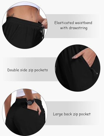 Pantaloni sport lungi respirabili pentru femei, cu 5 buzunare, negru M [4]