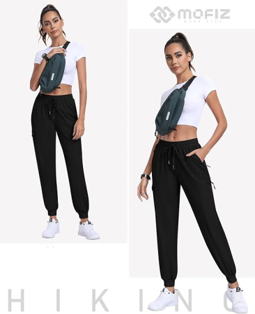 Pantaloni sport lungi respirabili pentru femei, cu 5 buzunare, negru L [6]