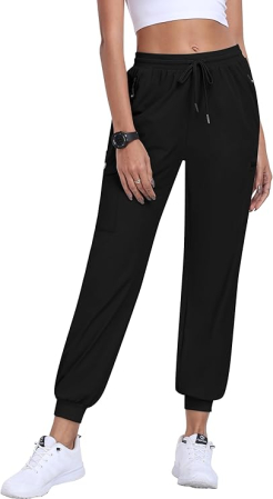 Pantaloni sport lungi respirabili pentru femei, cu 5 buzunare, negru L [2]