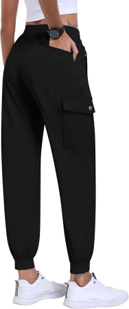 Pantaloni sport lungi respirabili pentru femei, cu 5 buzunare, negru L [1]