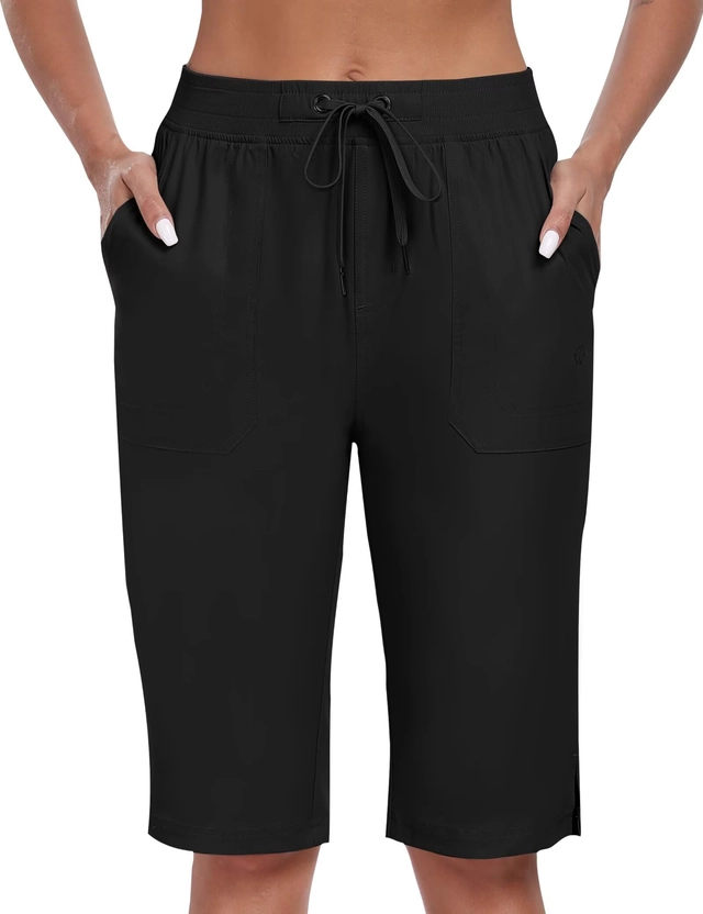 Pantaloni dama - Pantaloni sport respirabili pentru femei, cu 3 buzunare, negri L