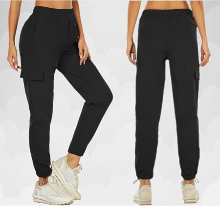 Pantaloni sport respirabili pentru femei, cu buzunare, uscare rapida, negri M [1]