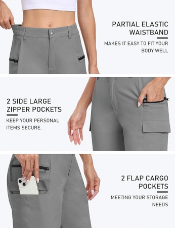 Pantaloni sport respirabili pentru femei, cu 4 buzunare, gri S [4]