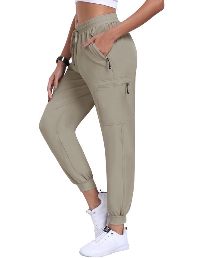 Pantaloni sport respirabili pentru femei, cu buzunare si snur in talie,gri L [1]