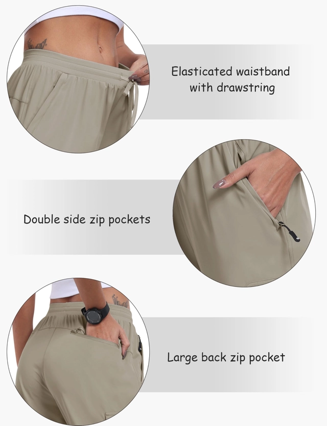 Pantaloni sport respirabili pentru femei, cu buzunare si snur in talie,gri L [2]