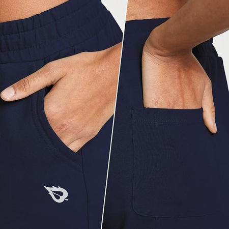 Pantaloni sport respirabili pentru femei, cu buzunare si snur in talie, albastri M [2]