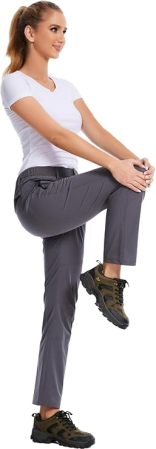 Pantaloni sport respirabili pentru femei, cu buzunare si talie elastica, Gri 2XL [5]