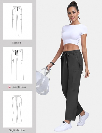 Pantaloni sport respirabili pentru femei, cu buzunare si snur in talie, Gri L [4]