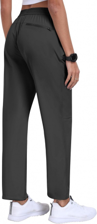Pantaloni sport respirabili pentru femei, cu buzunare si snur in talie, Gri M [2]