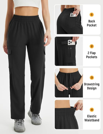 Pantaloni sport respirabili pentru femei, cu buzunare, impermeabili S [5]