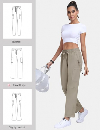 Pantaloni sport respirabili pentru femei, cu buzunare si snur in talie, Verzi XL [6]