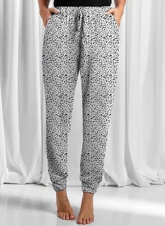 Pantaloni sport respirabili pentru femei, Albi cu model leopard 2XL [2]