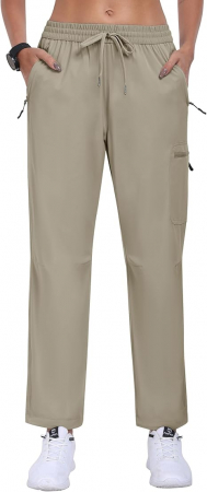 Pantaloni sport respirabili pentru femei, cu buzunare si snur in talie, Verzi L [1]